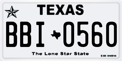 TX license plate BBI0560