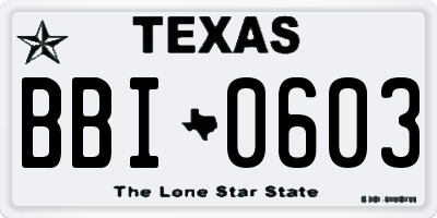 TX license plate BBI0603