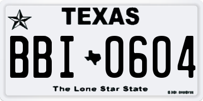 TX license plate BBI0604