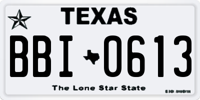 TX license plate BBI0613