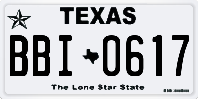 TX license plate BBI0617