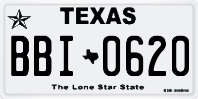 TX license plate BBI0620