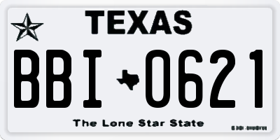 TX license plate BBI0621