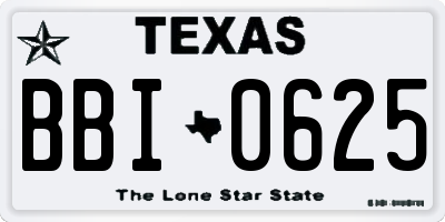 TX license plate BBI0625