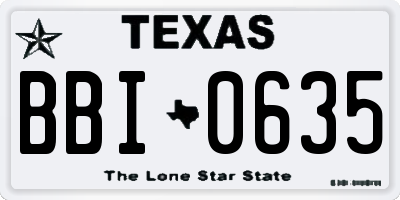 TX license plate BBI0635