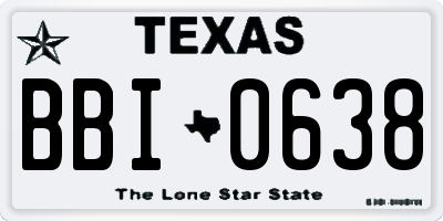 TX license plate BBI0638