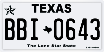 TX license plate BBI0643