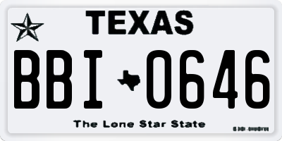 TX license plate BBI0646