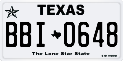 TX license plate BBI0648