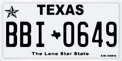 TX license plate BBI0649