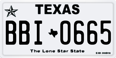 TX license plate BBI0665
