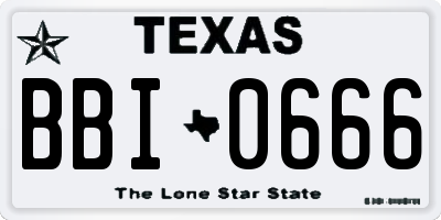 TX license plate BBI0666
