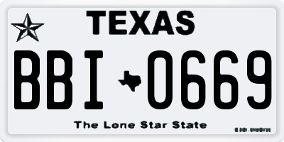 TX license plate BBI0669