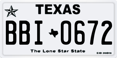 TX license plate BBI0672