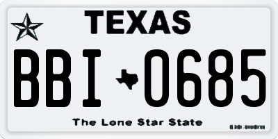 TX license plate BBI0685