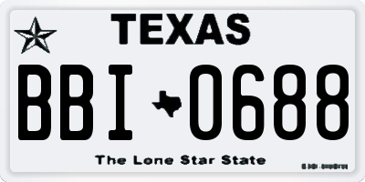 TX license plate BBI0688