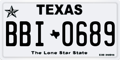 TX license plate BBI0689