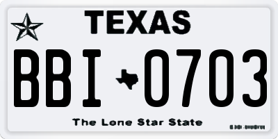 TX license plate BBI0703
