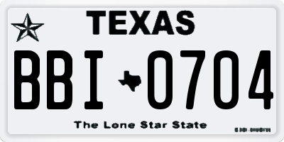 TX license plate BBI0704