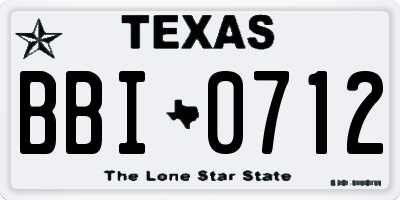 TX license plate BBI0712