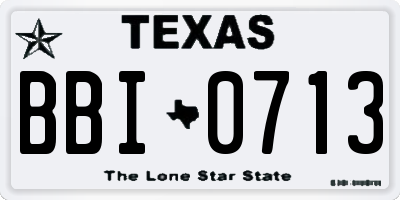 TX license plate BBI0713