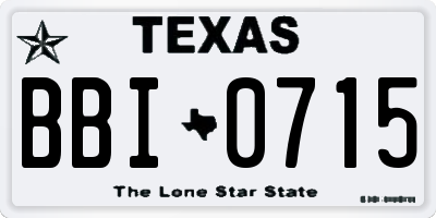 TX license plate BBI0715