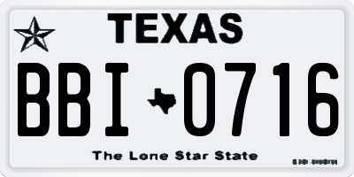 TX license plate BBI0716