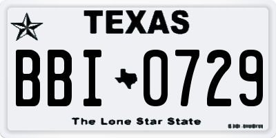 TX license plate BBI0729