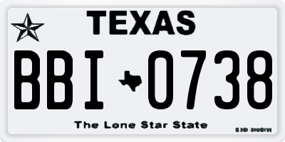 TX license plate BBI0738