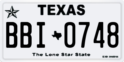 TX license plate BBI0748
