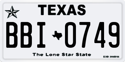 TX license plate BBI0749