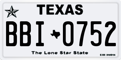 TX license plate BBI0752