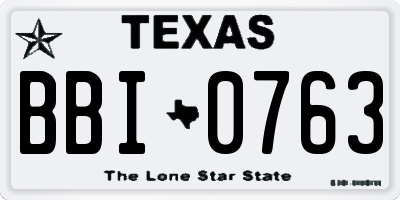 TX license plate BBI0763