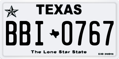 TX license plate BBI0767
