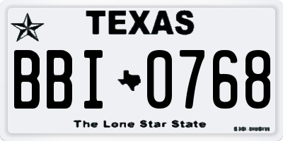 TX license plate BBI0768