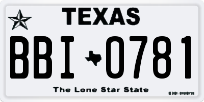 TX license plate BBI0781