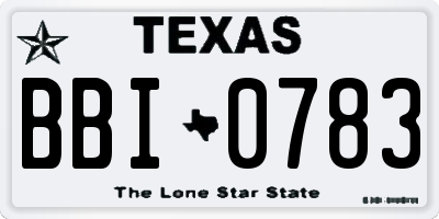 TX license plate BBI0783
