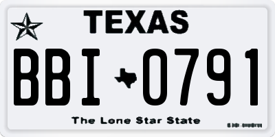 TX license plate BBI0791
