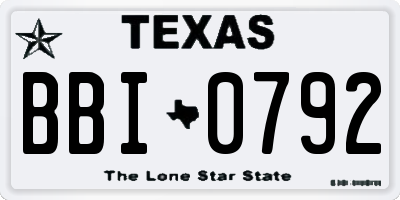 TX license plate BBI0792