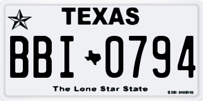 TX license plate BBI0794
