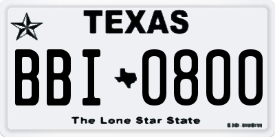 TX license plate BBI0800