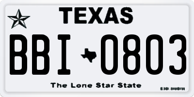 TX license plate BBI0803