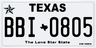 TX license plate BBI0805