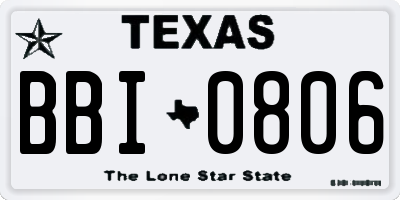 TX license plate BBI0806