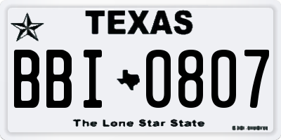 TX license plate BBI0807