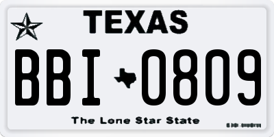 TX license plate BBI0809