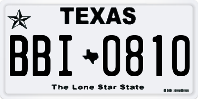 TX license plate BBI0810