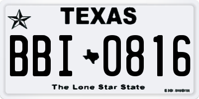 TX license plate BBI0816