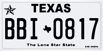 TX license plate BBI0817