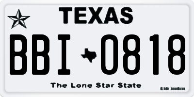 TX license plate BBI0818